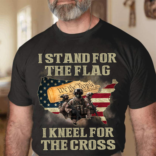 I Stand For The Flag I Kneel For The Cross Gift For Veteran Military - Personalized Shirt