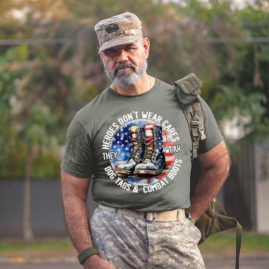 Heroes Don't Wear Capes They Wear Combat Boots And Dog Tags, Veteran Shirt, Gift For Veteran, Veteran Appreciation Gift