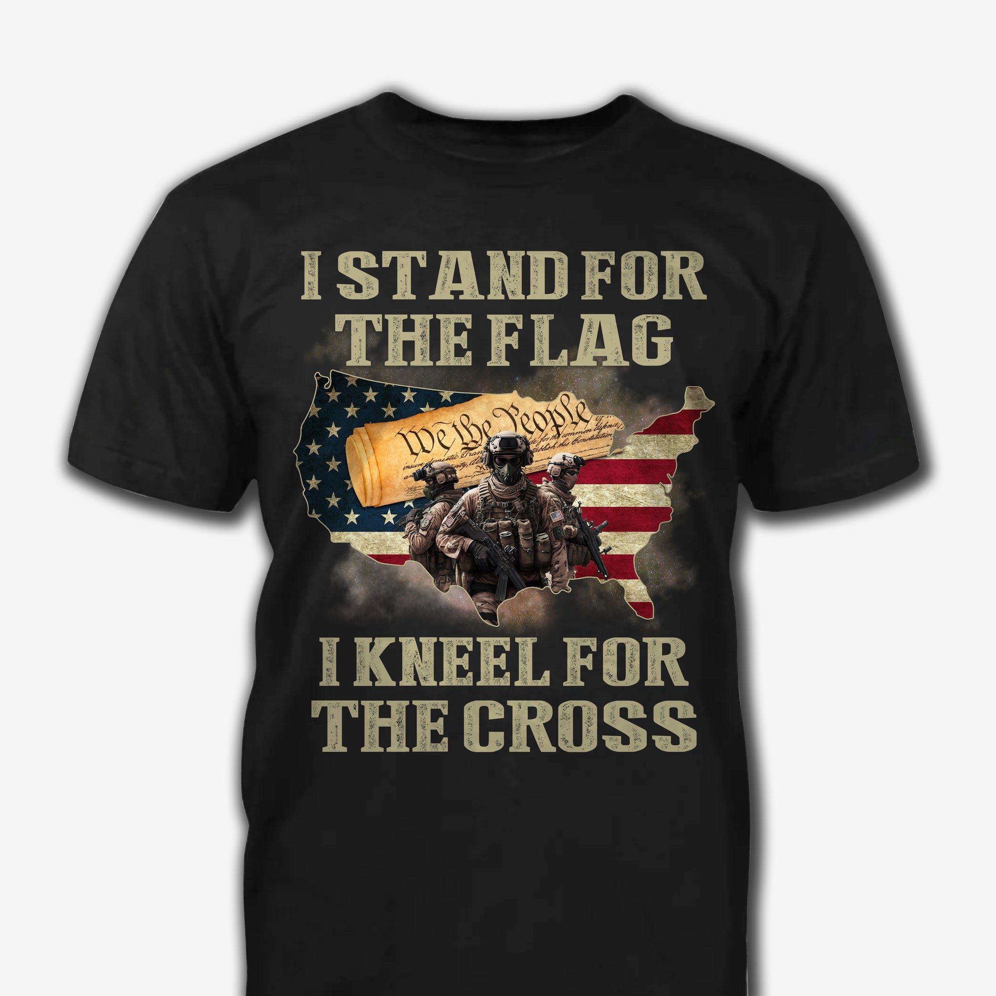 I Stand For The Flag I Kneel For The Cross Gift For Veteran Military - Personalized Shirt