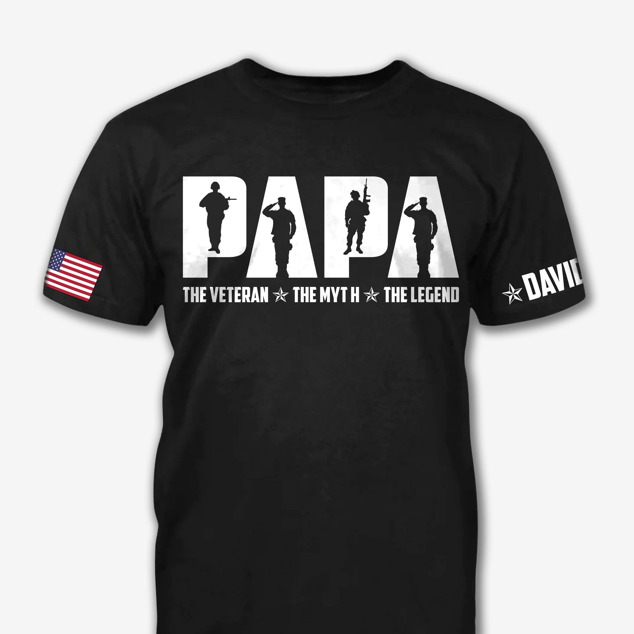 Papa The Veteran The Myth The Legend - Patriot Shirt - Army Shirt - Veteran Shirt - Gifts For Men, Father And Husband On Veteran Day Memorial Day Father Day - Personalized Shirt